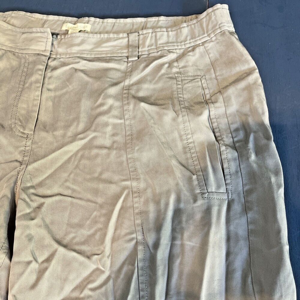 EILEEN FISHER Pants Size Medium Capris Cuff Crop Lightweight Zip Beige Cream - Picture 2 of 8